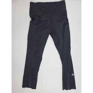 Lululemon Womens 2 Black Fast Free High Rise 25" Pants W5BJGS Reflective Pockets
